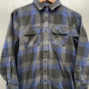 Yago Woman’s Plaid Flannel Med Medium Blue Black Grey